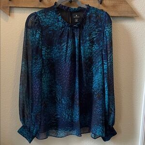 Worthington Blue Patterned Women's Top. XL, EUC